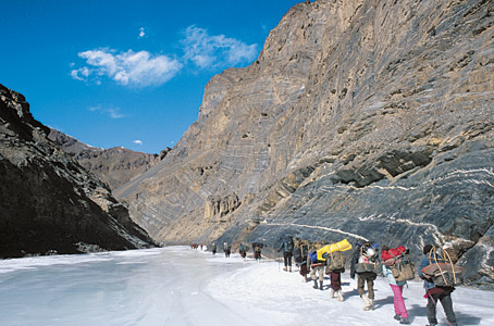 Chadar, sur le fleuve gelé